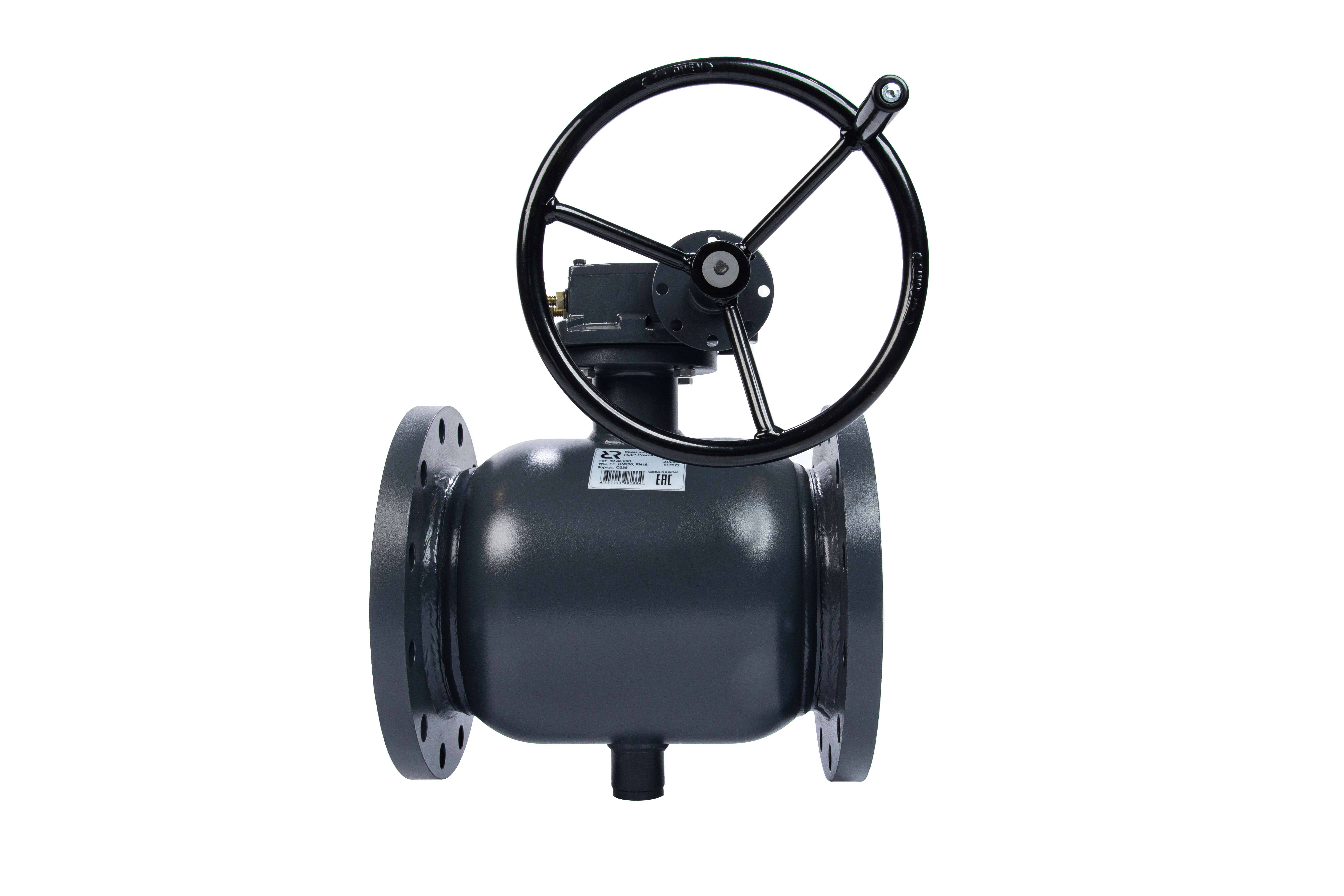 Ридан RJIP Premium 065N0256GR — Кран шаровой FF DN200 PN16 WG (фланцевый, с редуктором, стандартный проход)