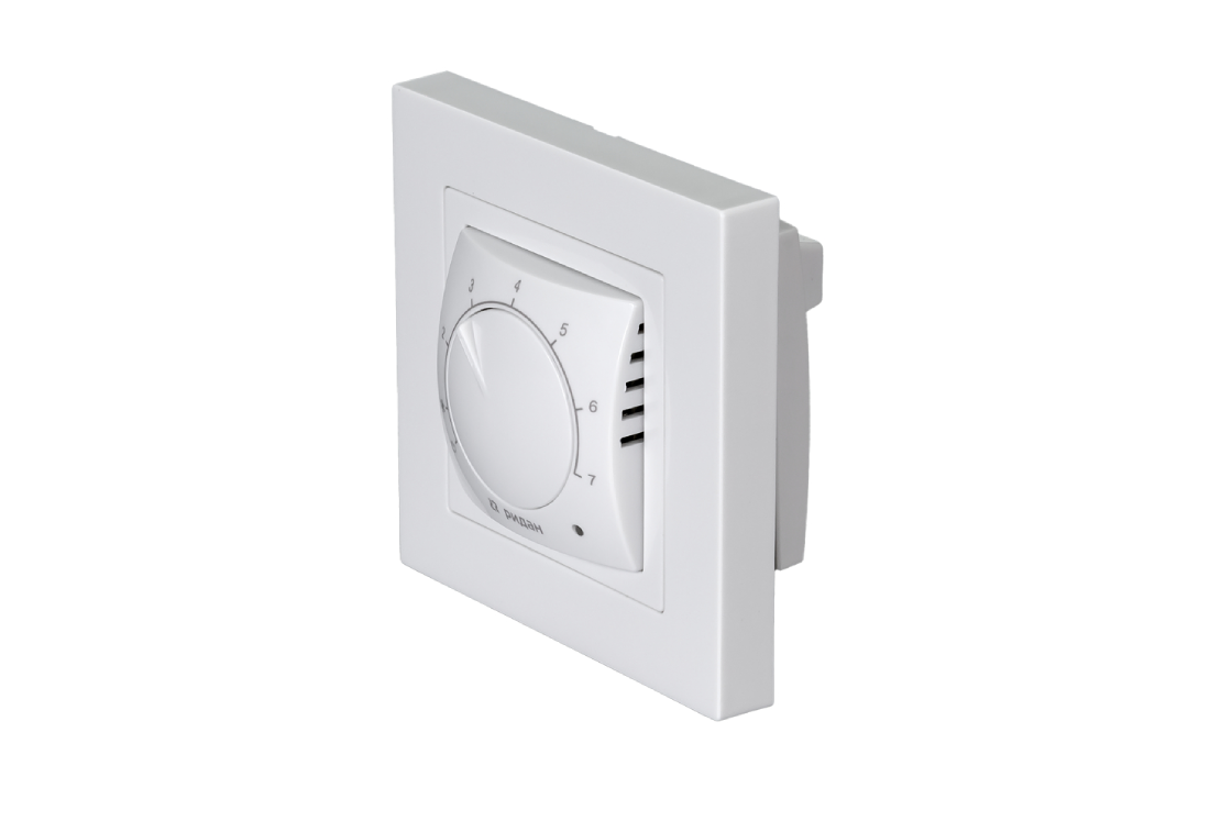 21RT0101R — Ридан Twist терморегулятор белый IP 21, размеры 84 x 84 x 53 мм, диапазон регулирования температуры 5...42 °С