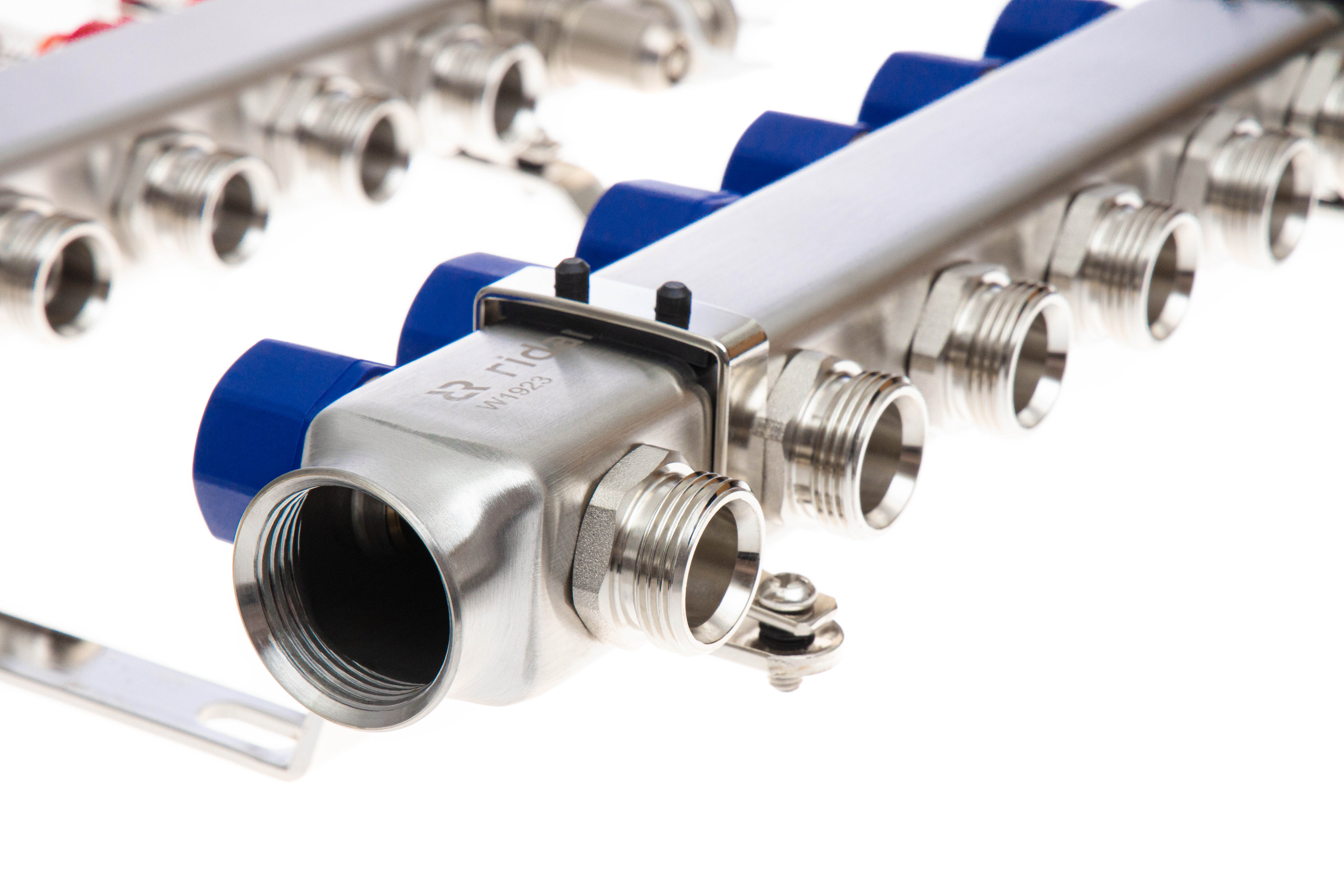 Ридан 088U0957R — Комплект коллекторов SSM-7RF set с расходомерами, кронштейнами, ручным воздухоотводчиком, сливным краном и торцевой заглушкой, 7 контуров